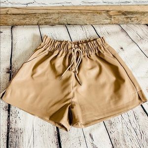 Tan Leather Shorts